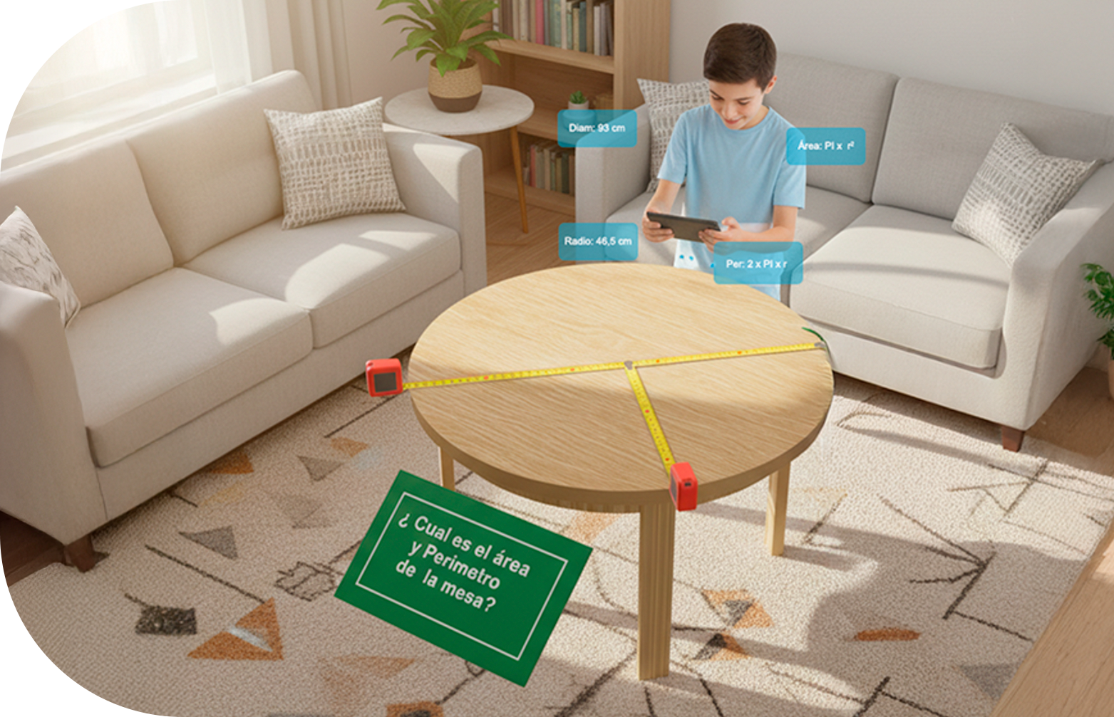 Actividad de realidad aumentada para calcular el área y perímetro de una mesa